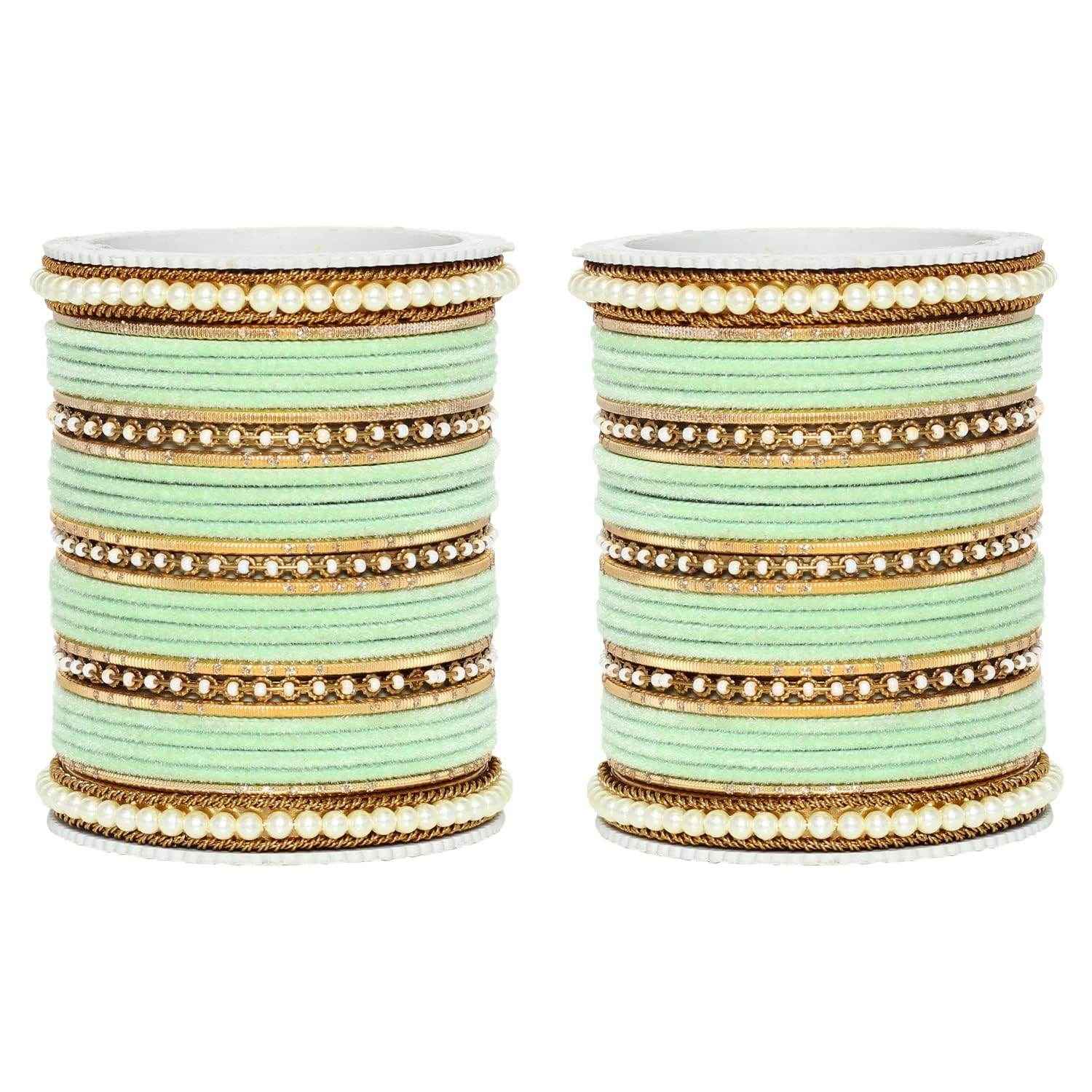 T4 Jewels Glossy Finish Beads Studded Latest Fashion Jewellery Stylish Bangles Set - 104NO