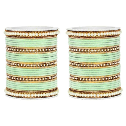 T4 Jewels Glossy Finish Beads Studded Latest Fashion Jewellery Stylish Bangles Set - 104NO