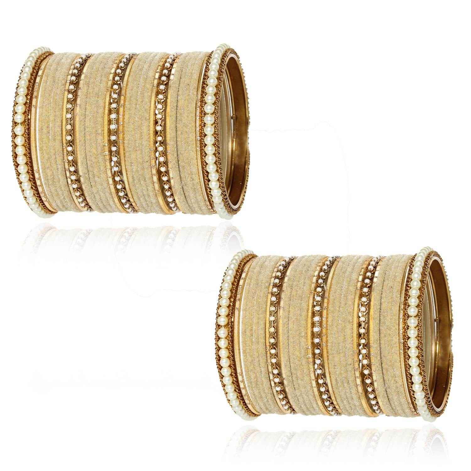 T4 Jewels Glossy Finish Beads Studded Latest Fashion Jewellery Stylish Bangles Set - 104NO