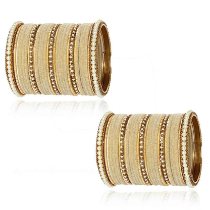 T4 Jewels Glossy Finish Beads Studded Latest Fashion Jewellery Stylish Bangles Set - 104NO