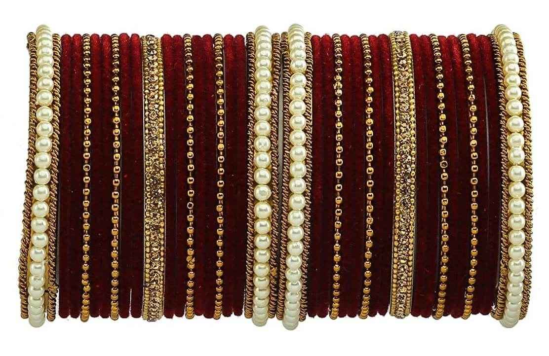 T4 Jewels Gold Plated Beautiful Fashion Jewellery Brass Metal Bangles Set(Set For 2 Hand) - 61NO