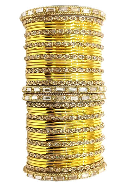 T4 Jewels 18k Gold Plated Drop Design Beautiful Stylish Fashion Jewellery Glass Bangles Set - 78NO T4 Jewels