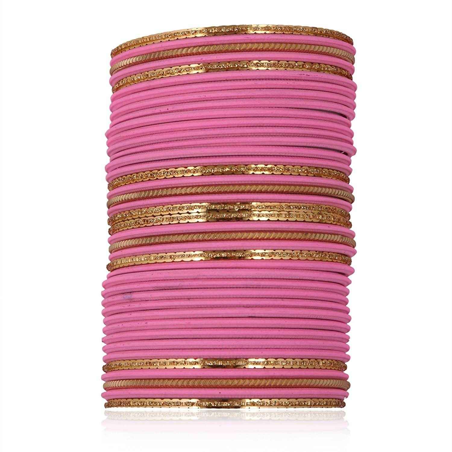 T4 Jewels Beautiful Matte Textured Red/Blue/Yellow/Green/Pink/Orange Colour Metal Bangles Set - 87NO