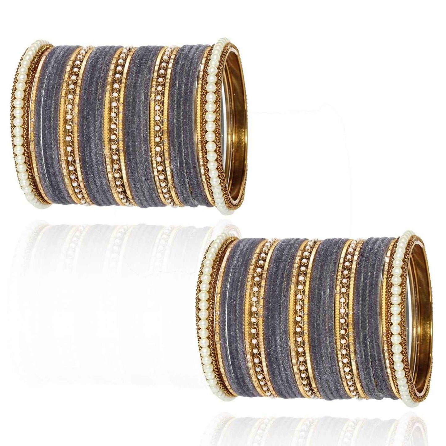 T4 Jewels Glossy Finish Beads Studded Latest Fashion Jewellery Stylish Bangles Set - 104NO