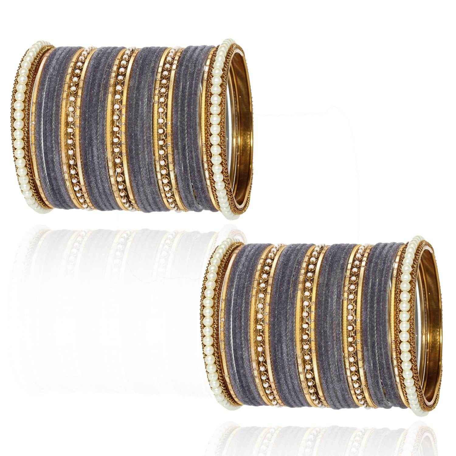 T4 Jewels Glossy Finish Beads Studded Latest Fashion Jewellery Stylish Bangles Set - 104NO