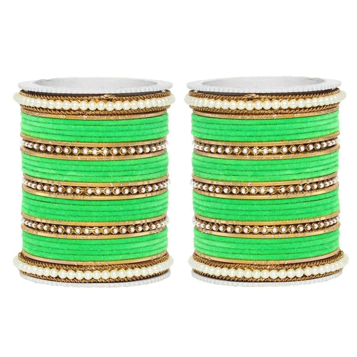 T4 Jewels Glossy Finish Beads Studded Latest Fashion Jewellery Stylish Bangles Set - 104NO