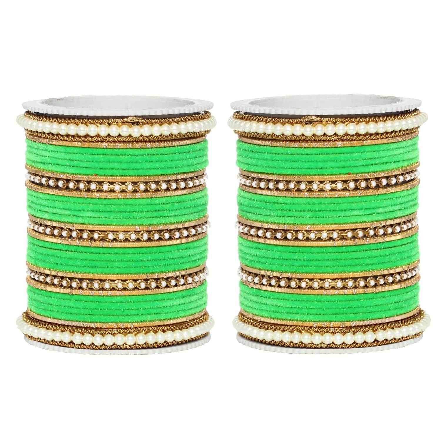 T4 Jewels Glossy Finish Beads Studded Latest Fashion Jewellery Stylish Bangles Set - 104NO