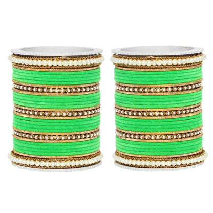 T4 Jewels Glossy Finish Beads Studded Latest Fashion Jewellery Stylish Bangles Set - 104NO