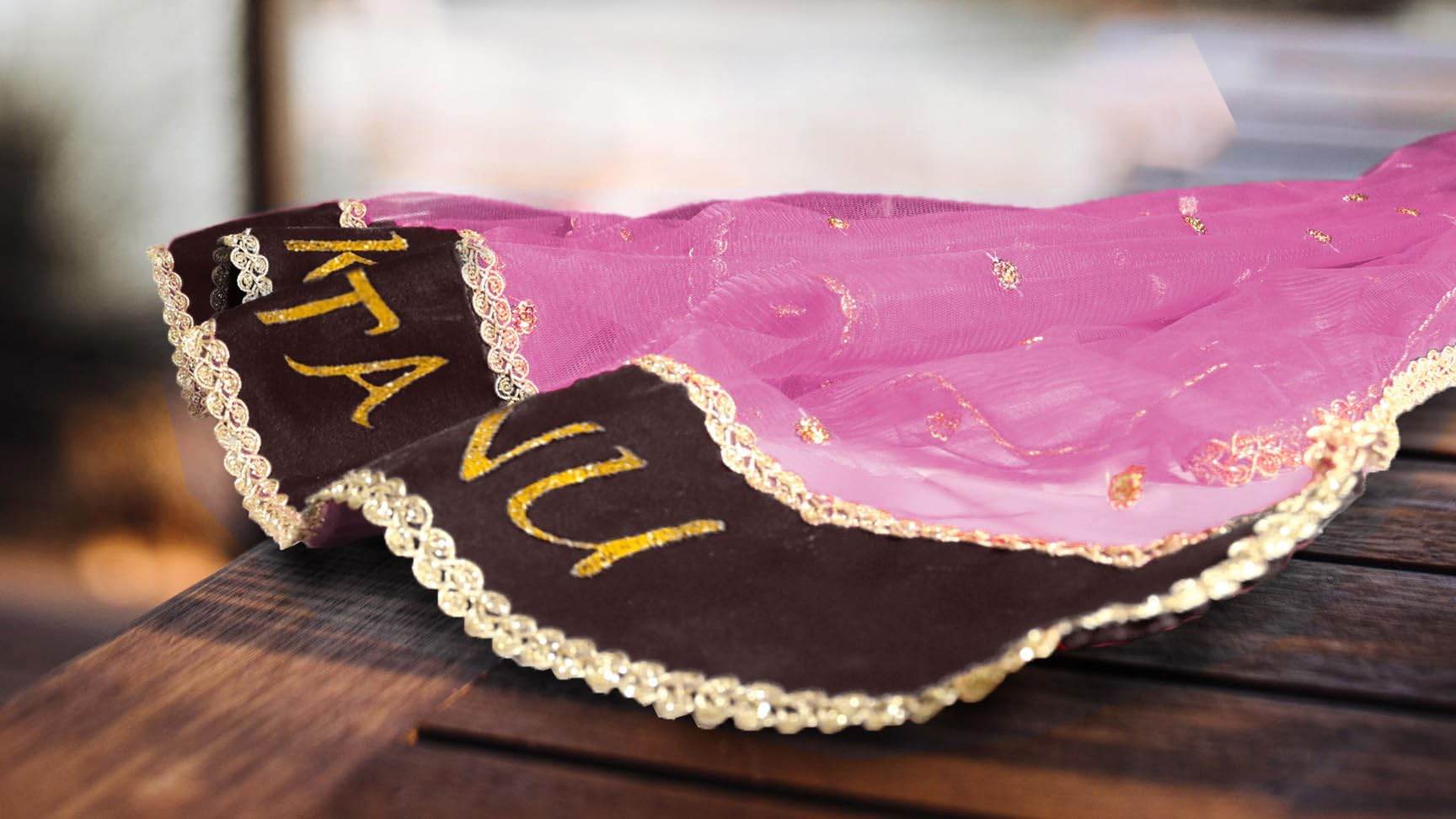 Customized Name Bridal Net Dupatta, Chunni for Wedding Day, Marriage, Special Occasion - 2.5 Meter T4 Jewels