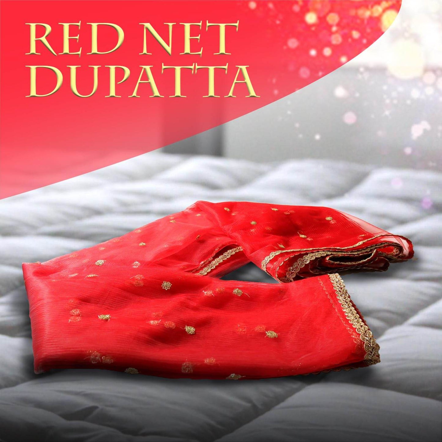 Customized Name Bridal Net Dupatta, Chunni for Wedding Day, Marriage, Special Occasion - 2.5 Meter T4 Jewels