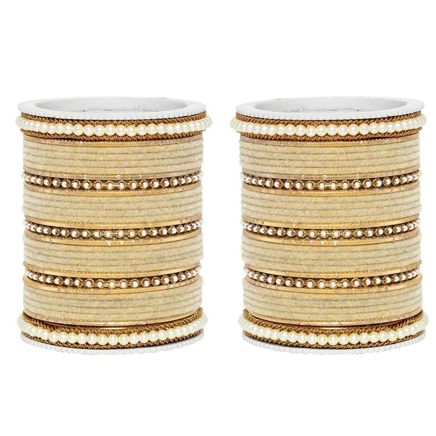 T4 Jewels Glossy Finish Beads Studded Latest Fashion Jewellery Stylish Bangles Set - 104NO