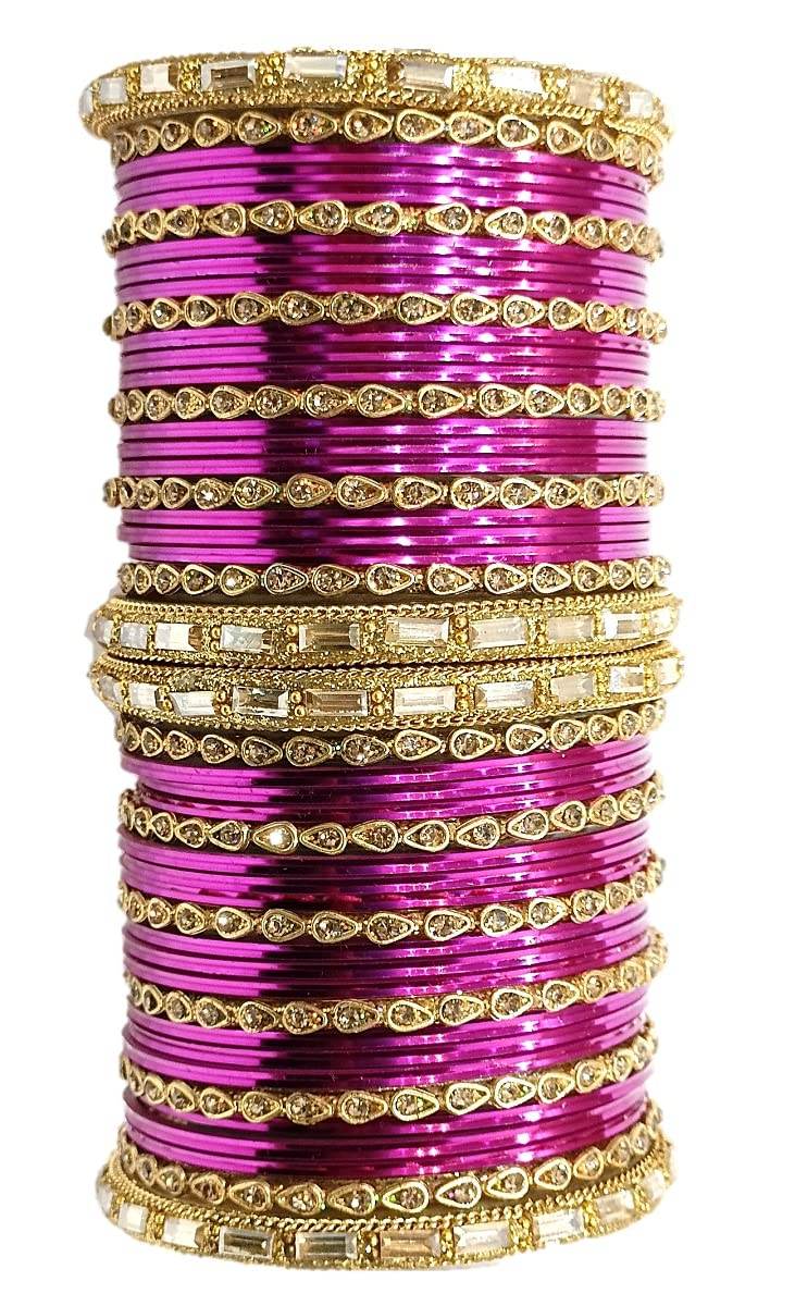 T4 Jewels 18k Gold Plated Drop Design Beautiful Stylish Fashion Jewellery Glass Bangles Set - 78NO T4 Jewels
