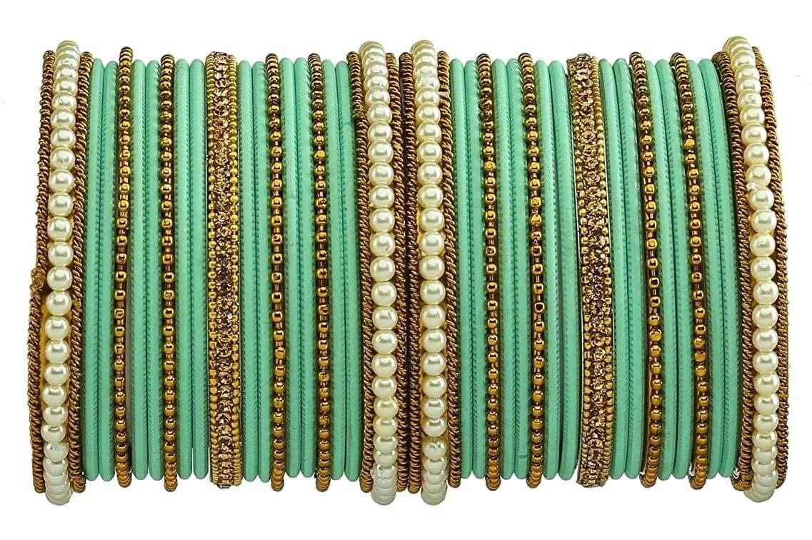 T4 Jewels Gold Plated Beautiful Fashion Jewellery Brass Metal Bangles Set(Set For 2 Hand) - 61NO