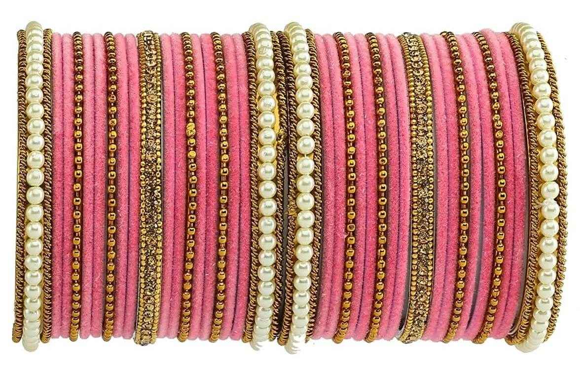 T4 Jewels Gold Plated Beautiful Fashion Jewellery Brass Metal Bangles Set(Set For 2 Hand) - 61NO