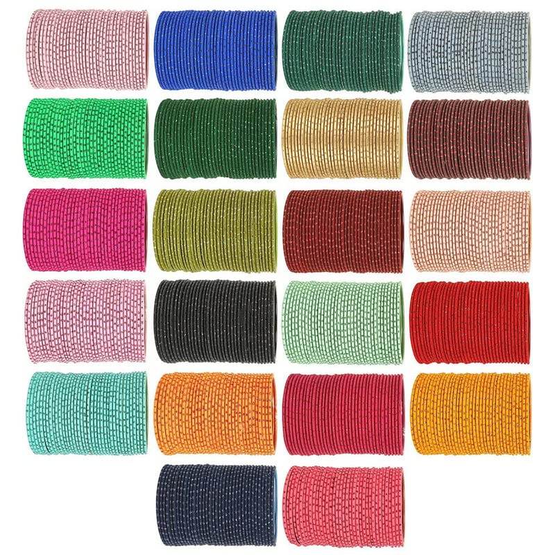 T4 Jewels Matte Dotted Finished Red/Yellow/Green/Blue/Multicolors Textured Gold Metal Bangles Set For Women & Girls (Set Of 36) T4 Jewels
