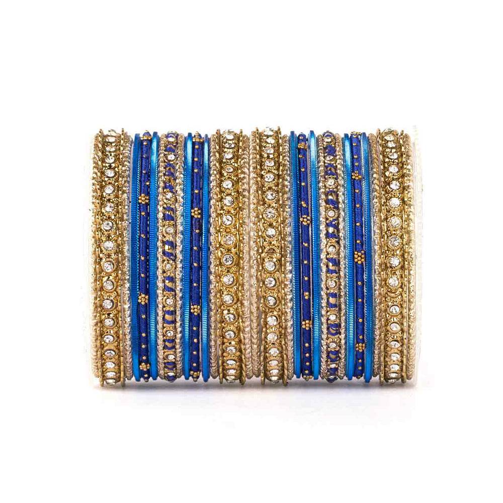 Elegant Colored Thread Bangle Set Blue T4 Jewels