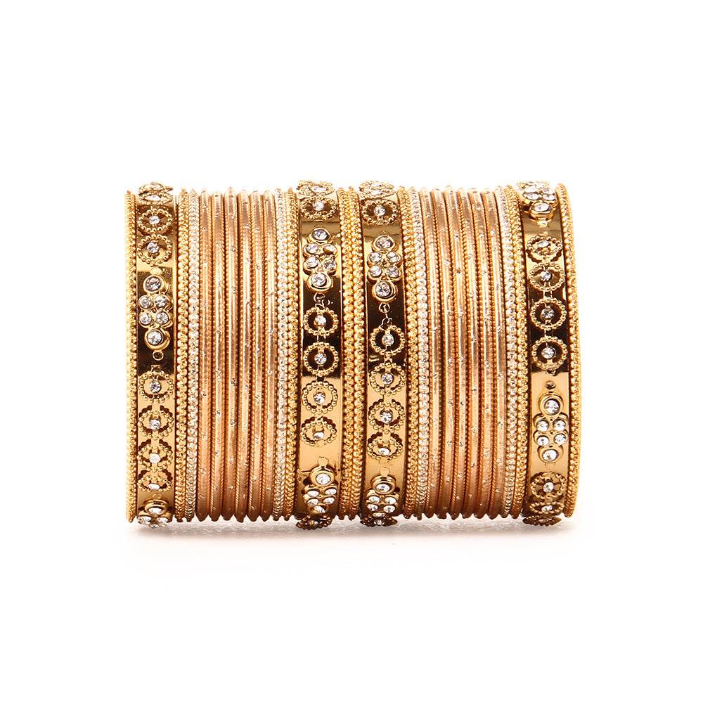 Traditional Bangle Set With Golden Dotted Bangles Golden T4 Jewels