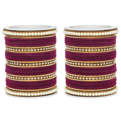 T4 Jewels Glossy Finish Beads Studded Latest Fashion Jewellery Stylish Bangles Set - 104NO