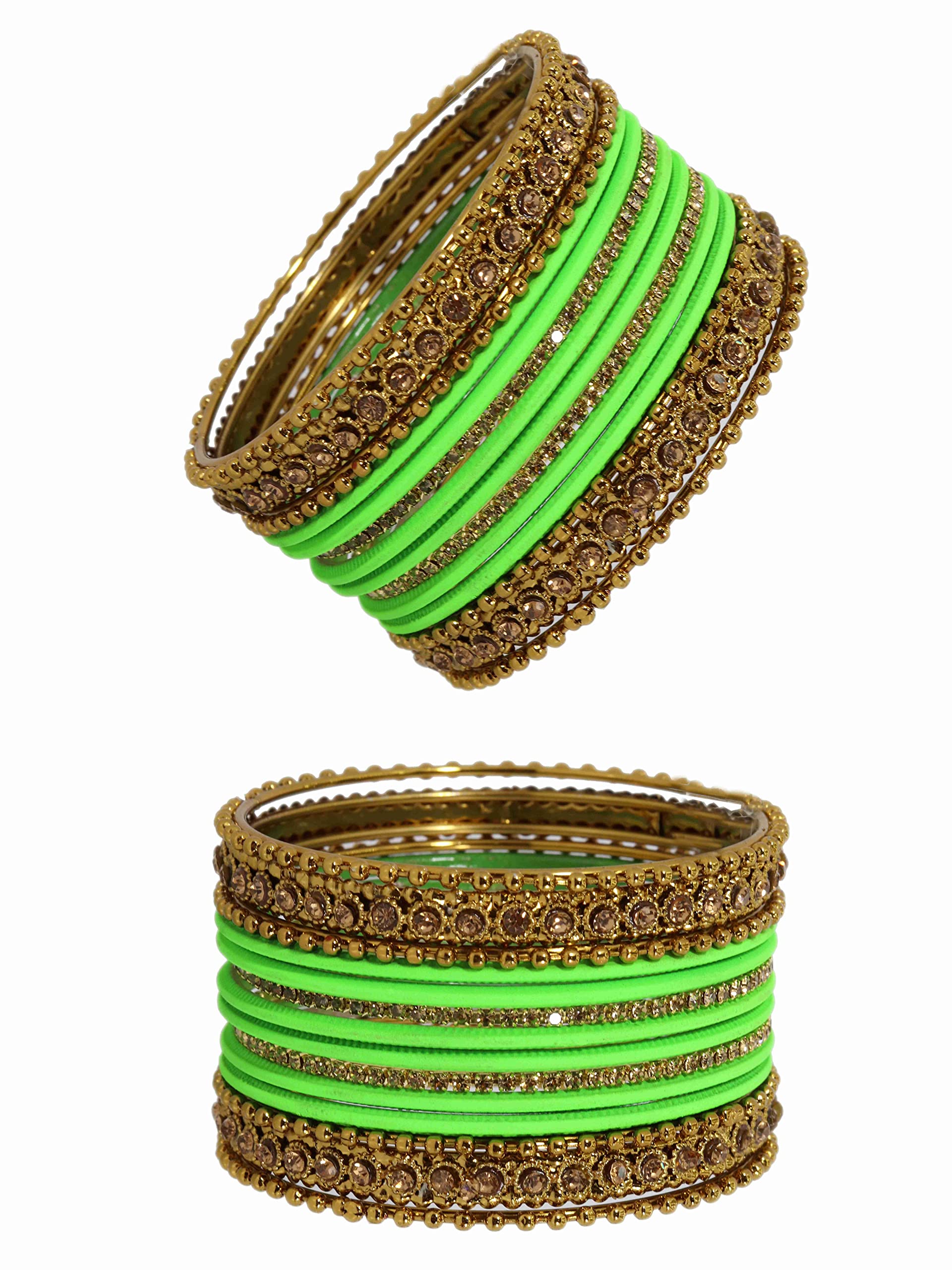 T4 Jewels Metal With Zircon Gemstone Studded Glossy Finished Traditional Bangle set T4 Jewels