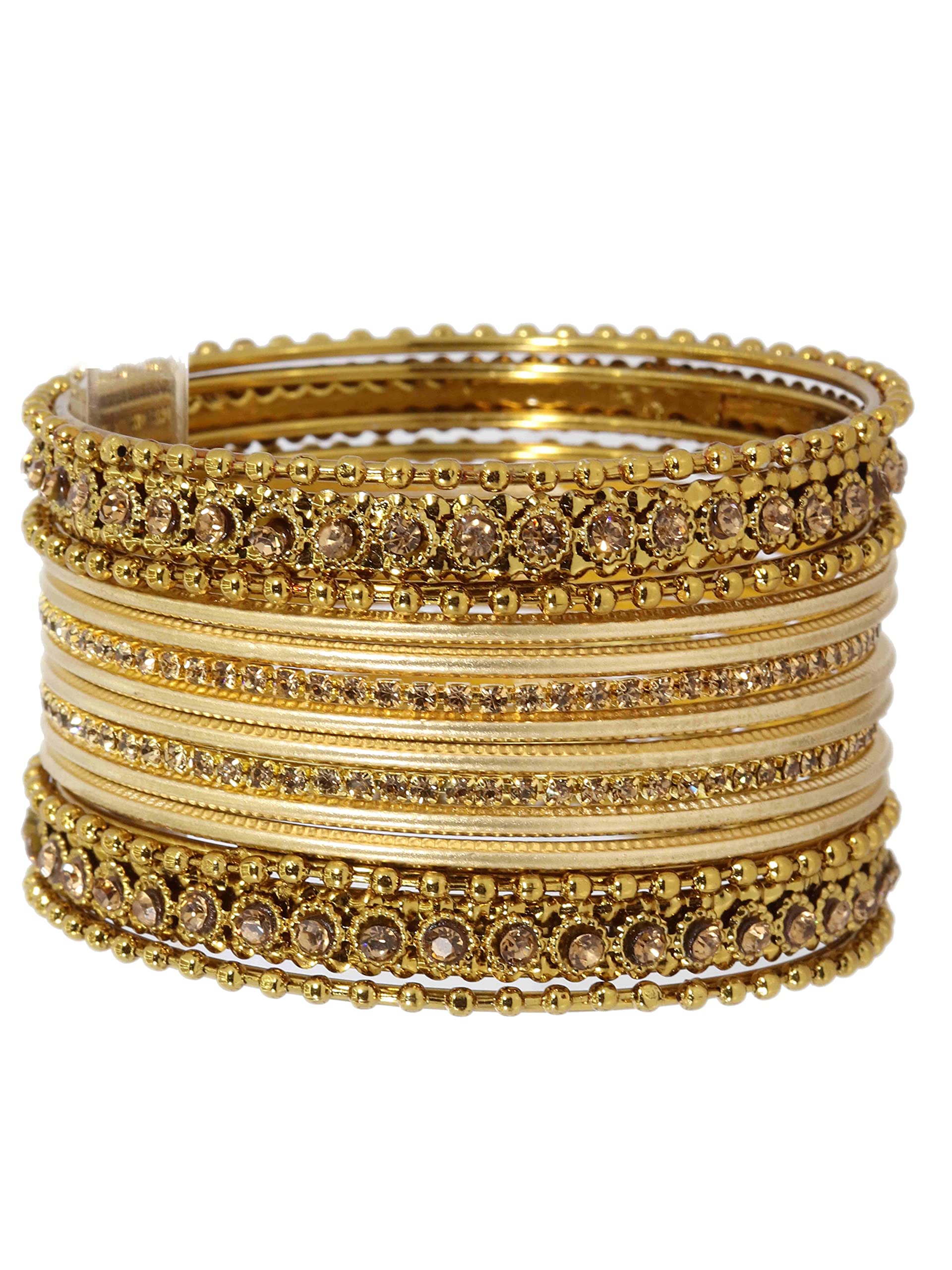 T4 Jewels Metal With Zircon Gemstone Studded Glossy Finished Traditional Bangle set T4 Jewels