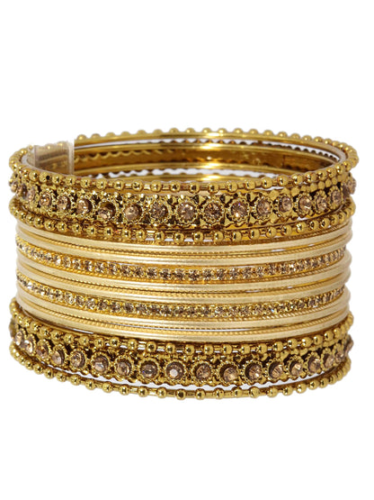 T4 Jewels Metal With Zircon Gemstone Studded Glossy Finished Traditional Bangle set T4 Jewels