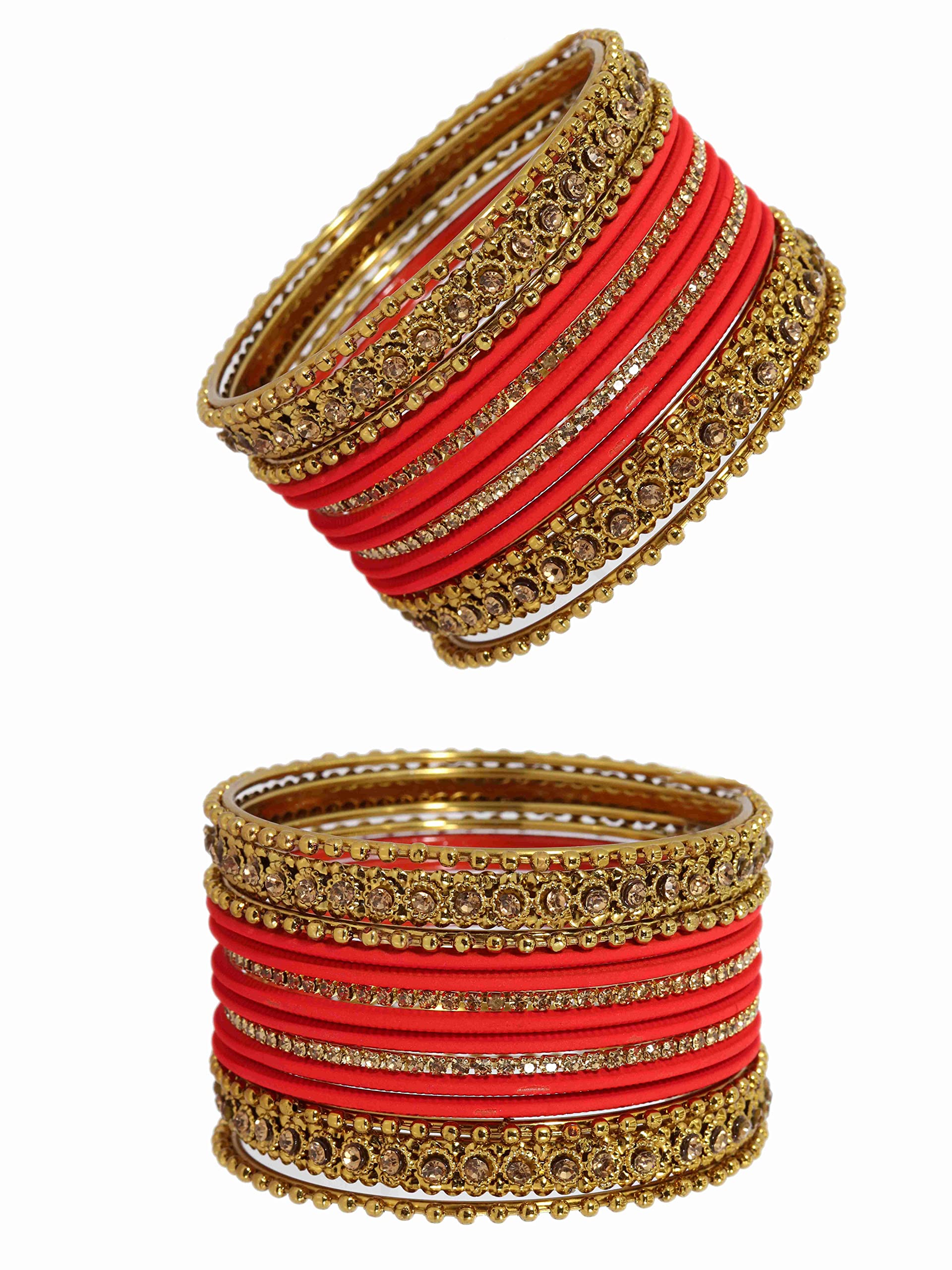 T4 Jewels Metal With Zircon Gemstone Studded Glossy Finished Traditional Bangle set T4 Jewels