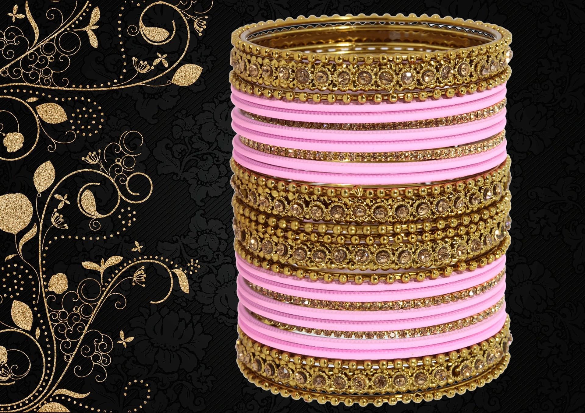 T4 Jewels Metal With Zircon Gemstone Studded Glossy Finished Traditional Bangle set T4 Jewels
