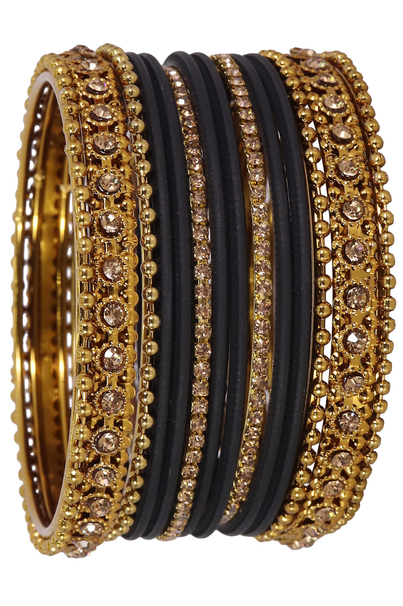 T4 Jewels Metal With Zircon Gemstone Studded Glossy Finished Traditional Bangle set T4 Jewels