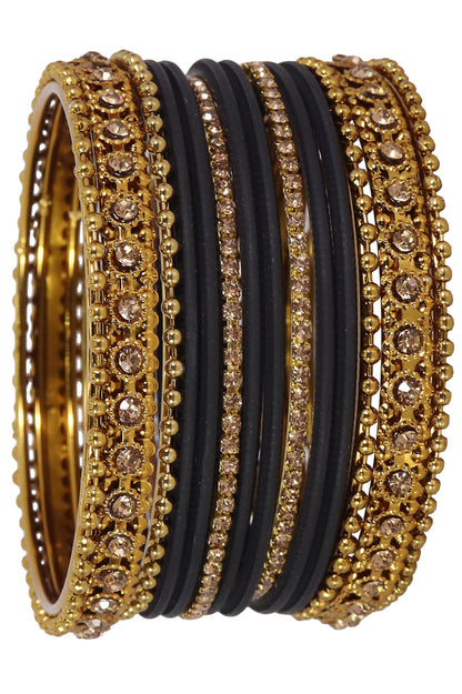 T4 Jewels Metal With Zircon Gemstone Studded Glossy Finished Traditional Bangle set T4 Jewels