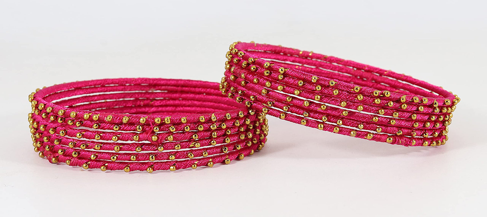 T4 Jewels Non-Precious Metal with Silk thread and Linked with Ball stone Glossy Finished Bangle Set For Women and Girls T4 Jewels