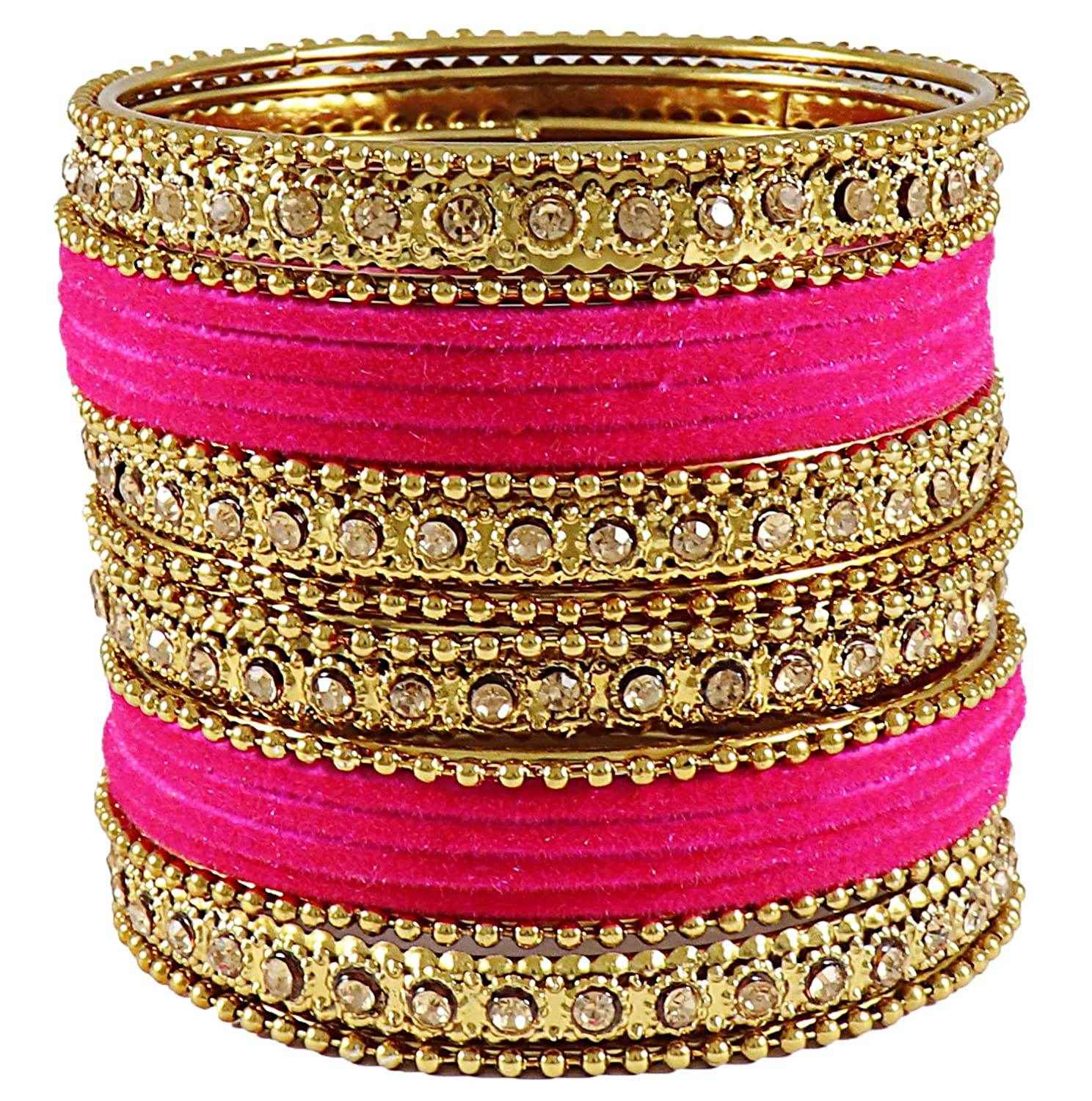 T4 Jewels Velvet Metal Bangle Set (Pack Of 20) - T4 Jewels