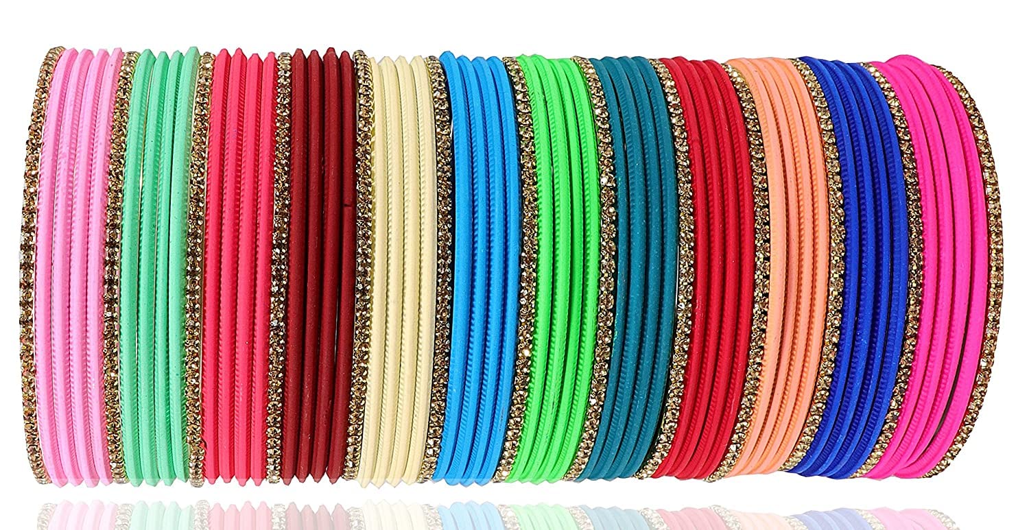 T4 Jewels Stylish Multi colour Metal Bangles set| Fancy Multicolour Bangles for women | Metal Chudi Set For Women | Women's Bangles T4 Jewels