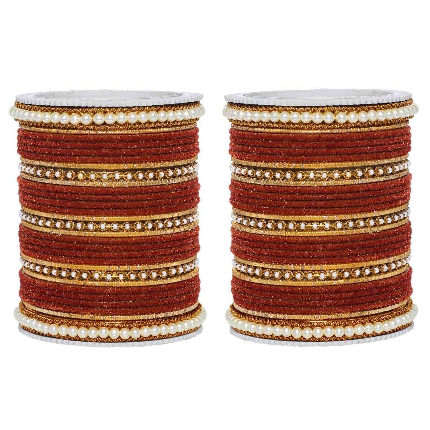 T4 Jewels Glossy Finish Beads Studded Latest Fashion Jewellery Stylish Bangles Set - 104NO