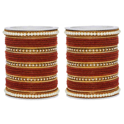 T4 Jewels Glossy Finish Beads Studded Latest Fashion Jewellery Stylish Bangles Set - 104NO