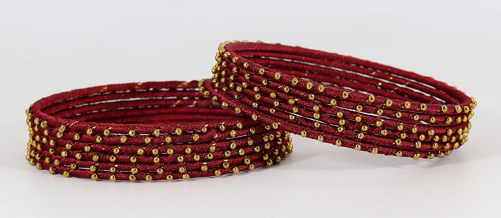 T4 Jewels Non-Precious Metal with Silk thread and Linked with Ball stone Glossy Finished Bangle Set For Women and Girls T4 Jewels