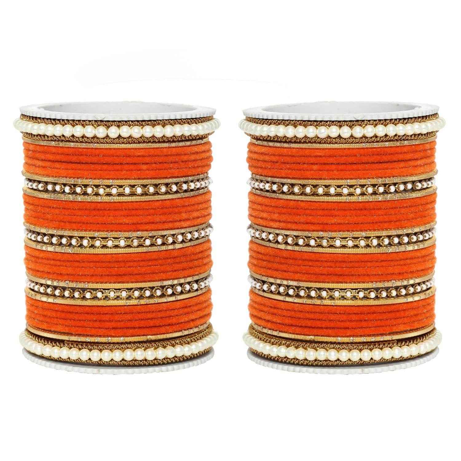 T4 Jewels Glossy Finish Beads Studded Latest Fashion Jewellery Stylish Bangles Set - 104NO
