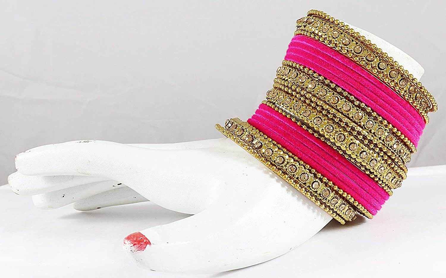 T4 Jewels Velvet Metal Bangle Set (Pack Of 20) - T4 Jewels