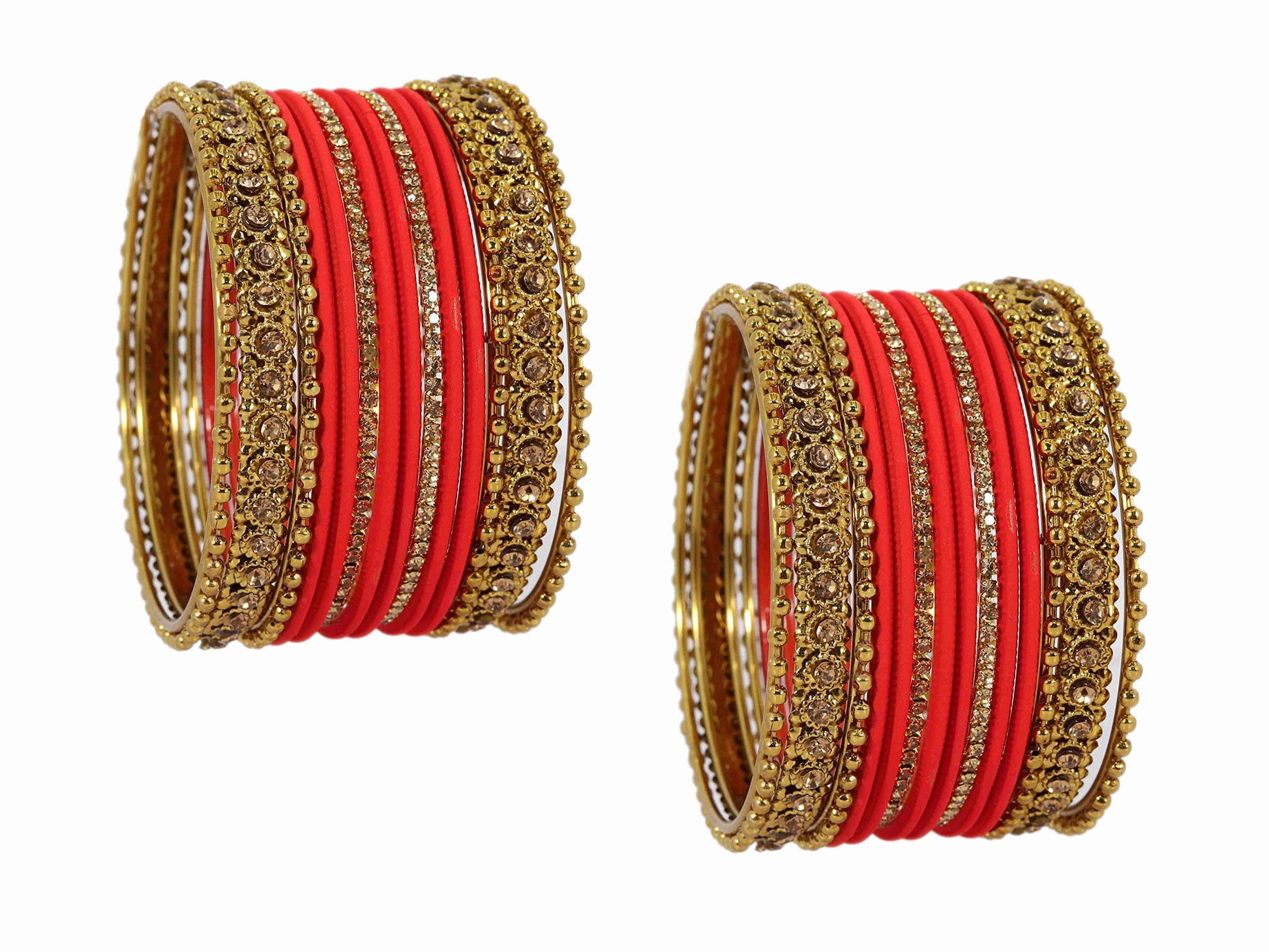 T4 Jewels Metal With Zircon Gemstone Studded Glossy Finished Traditional Bangle set T4 Jewels