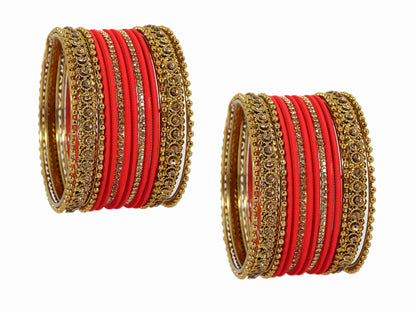 T4 Jewels Metal With Zircon Gemstone Studded Glossy Finished Traditional Bangle set T4 Jewels