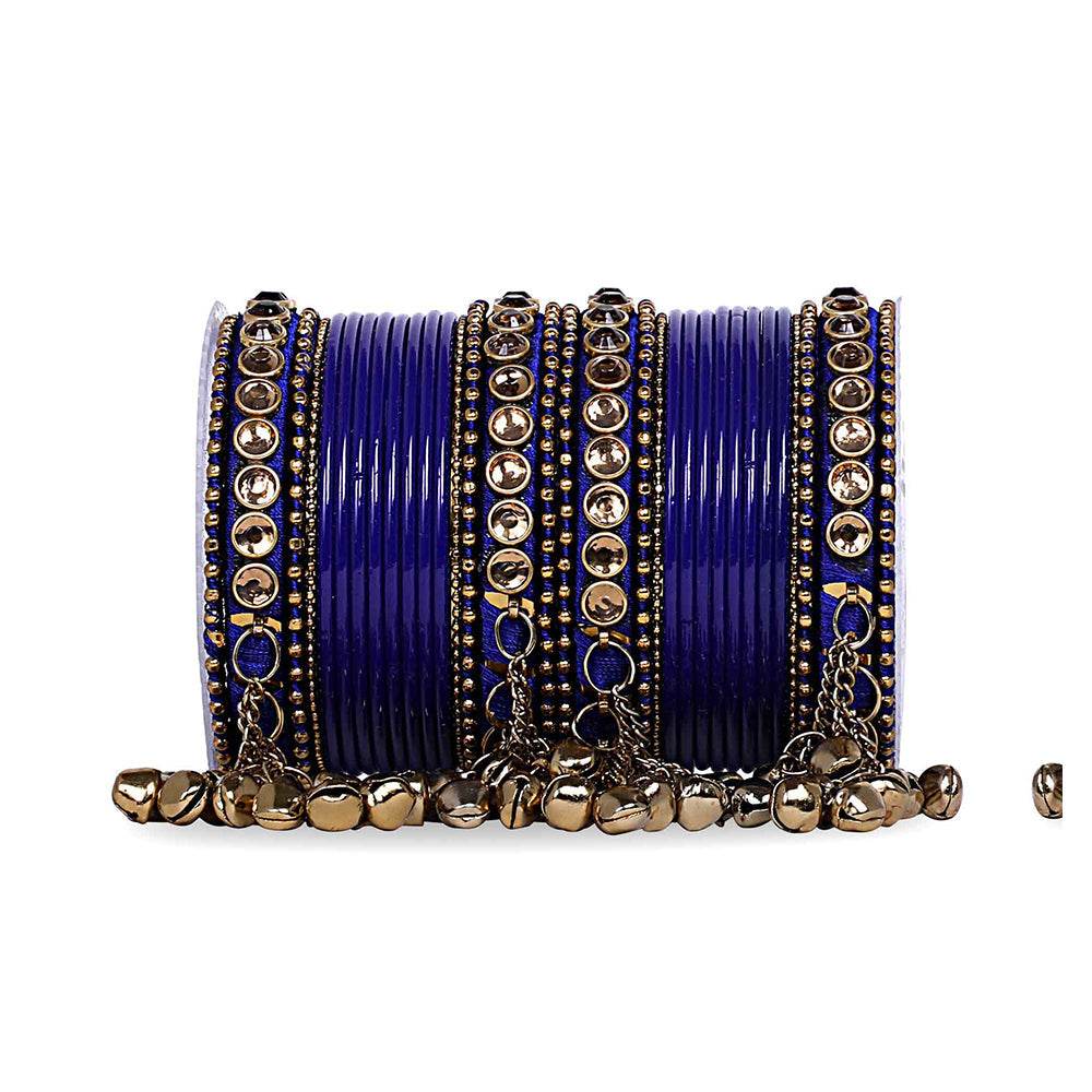 Traditional Ghungroo Bells Bangle With Silk Thread And Stone - T4 Jewels