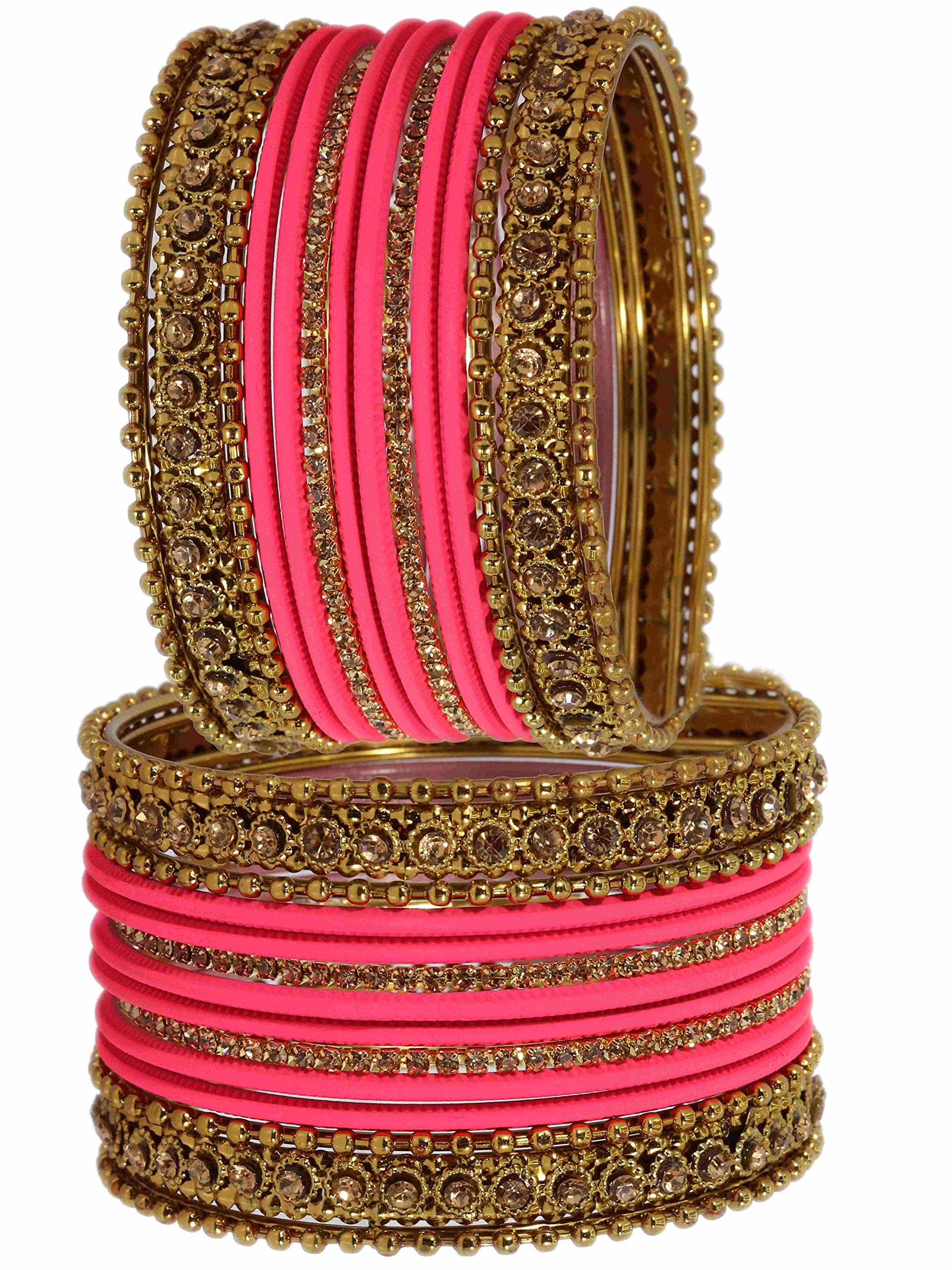 T4 Jewels Metal With Zircon Gemstone Studded Glossy Finished Traditional Bangle set T4 Jewels