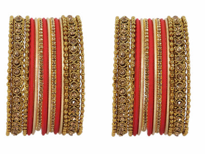 T4 Jewels Metal With Zircon Gemstone Studded Glossy Finished Traditional Bangle set T4 Jewels