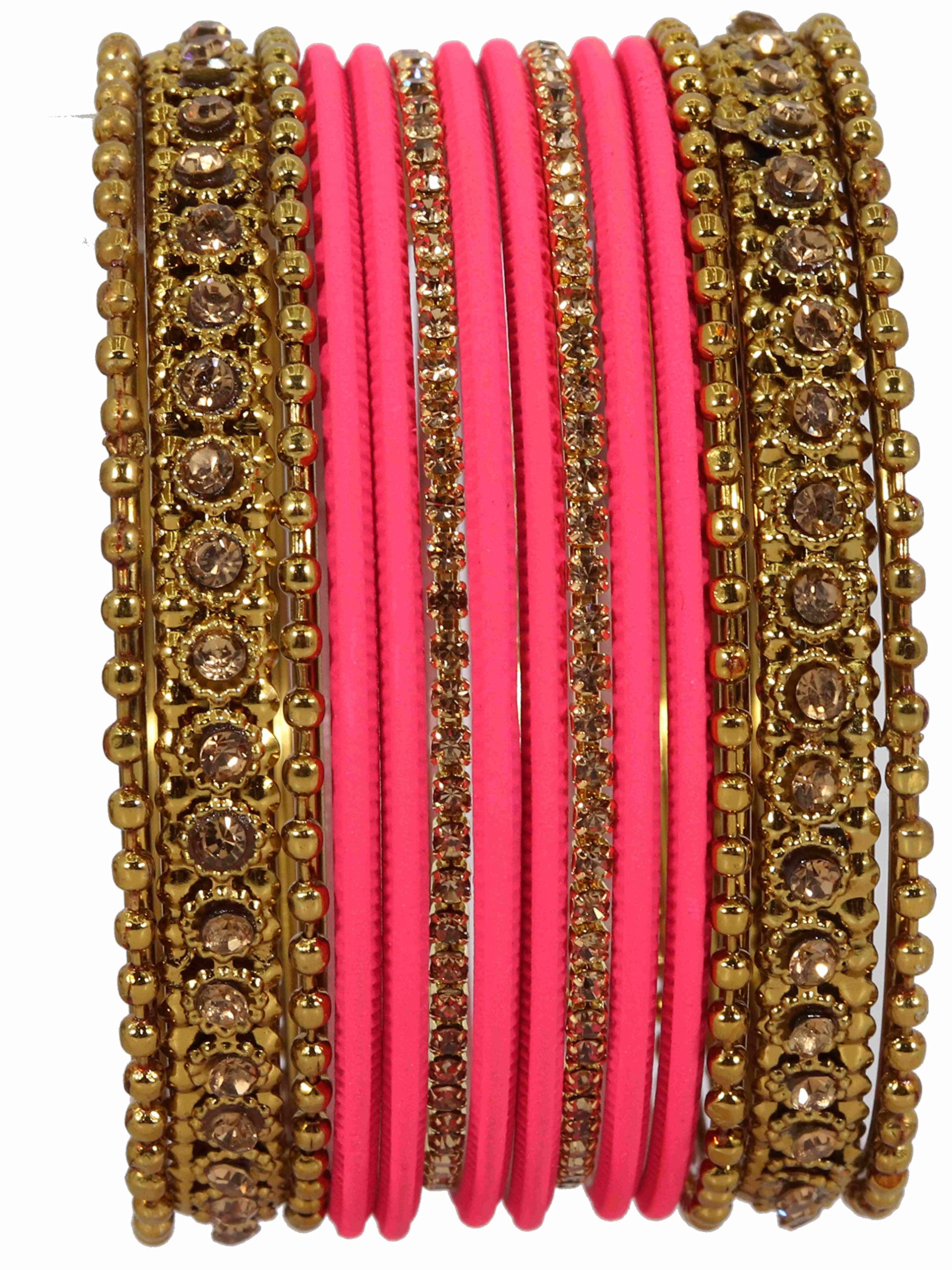 T4 Jewels Metal With Zircon Gemstone Studded Glossy Finished Traditional Bangle set T4 Jewels