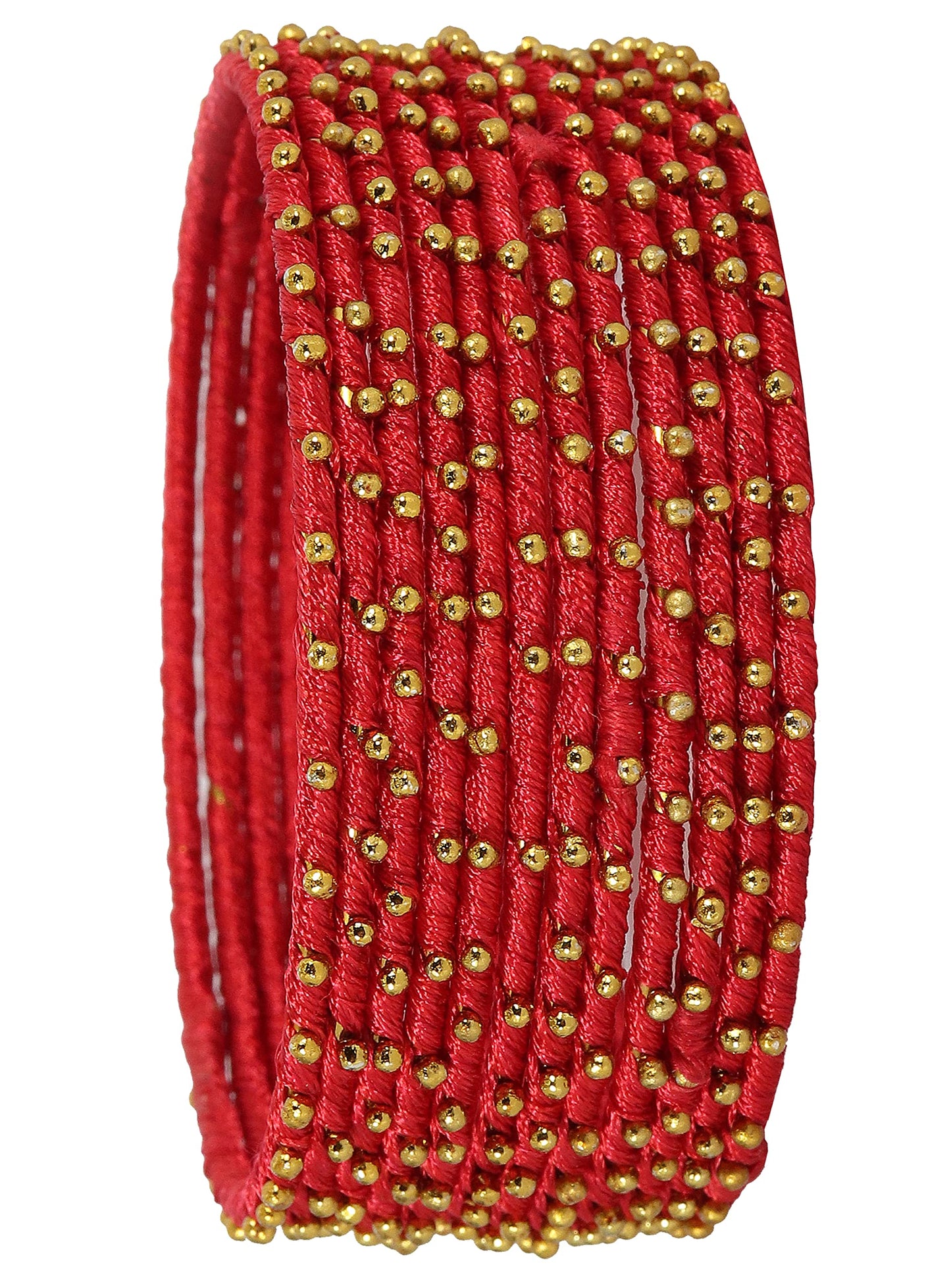 T4 Jewels Non-Precious Metal with Silk thread and Linked with Ball stone Glossy Finished Bangle Set For Women and Girls T4 Jewels