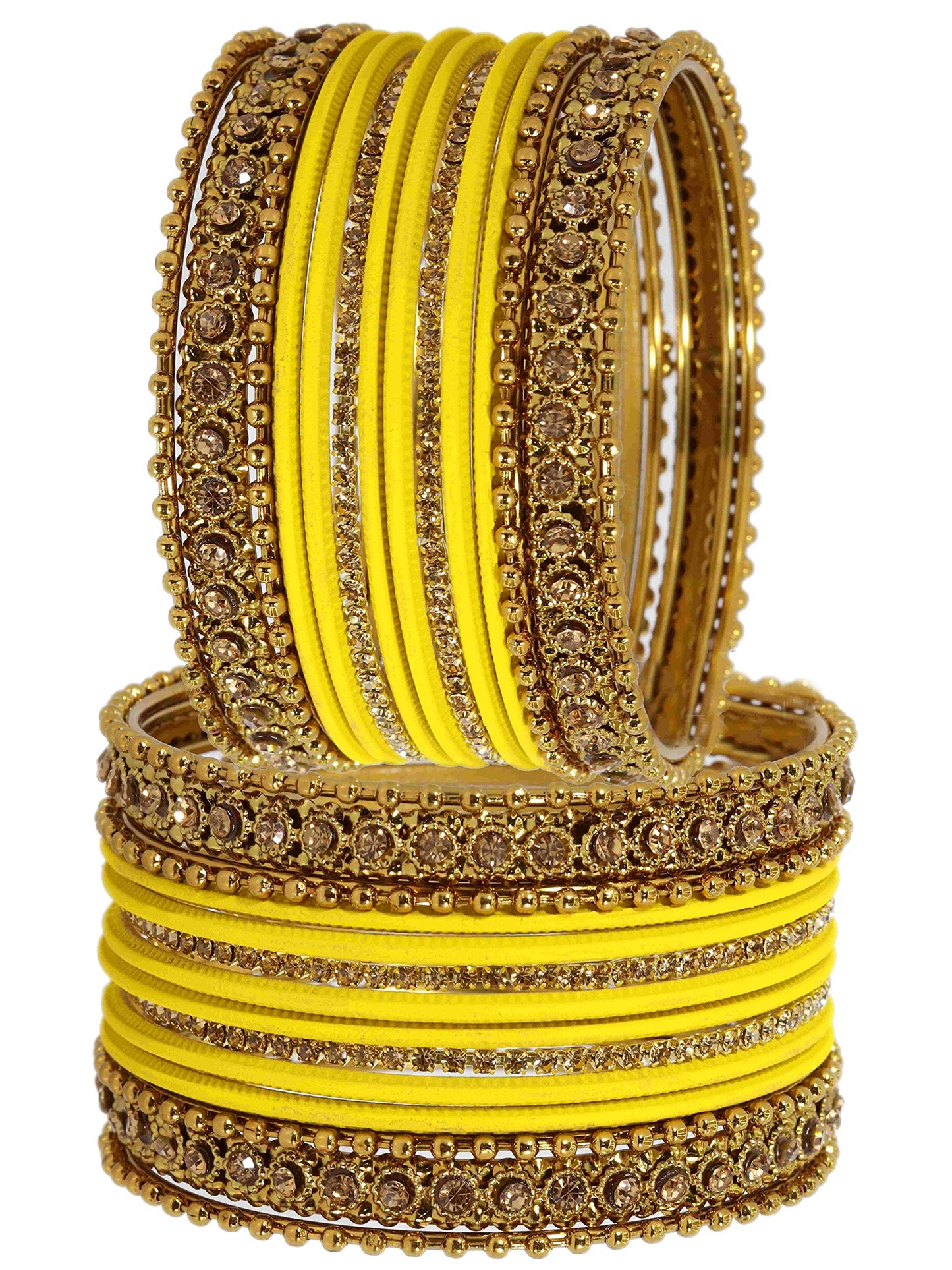 T4 Jewels Metal With Zircon Gemstone Studded Glossy Finished Traditional Bangle set T4 Jewels