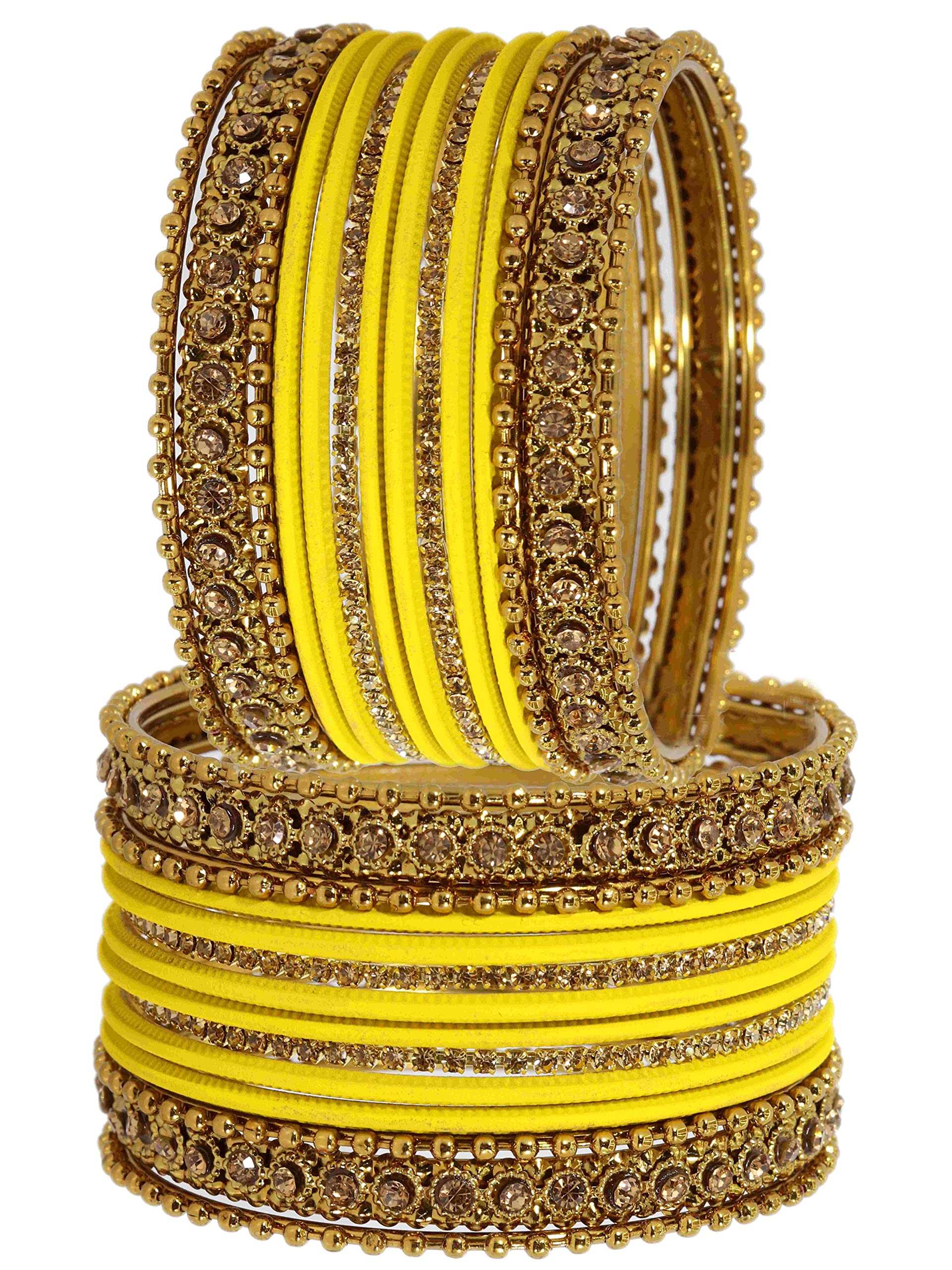 T4 Jewels Metal With Zircon Gemstone Studded Glossy Finished Traditional Bangle set T4 Jewels