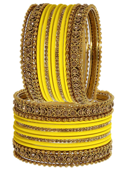 T4 Jewels Metal With Zircon Gemstone Studded Glossy Finished Traditional Bangle set T4 Jewels