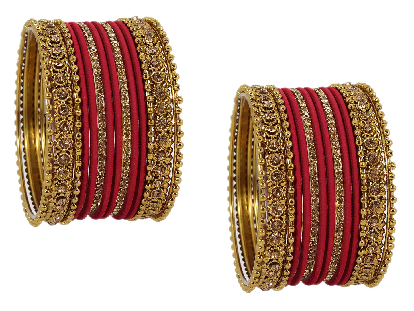 T4 Jewels Metal With Zircon Gemstone Studded Glossy Finished Traditional Bangle set T4 Jewels