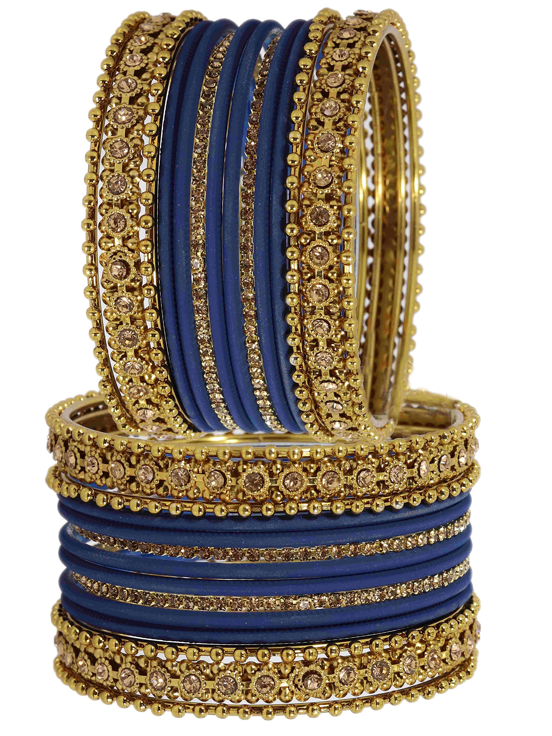 T4 Jewels Metal With Zircon Gemstone Studded Glossy Finished Traditional Bangle set T4 Jewels