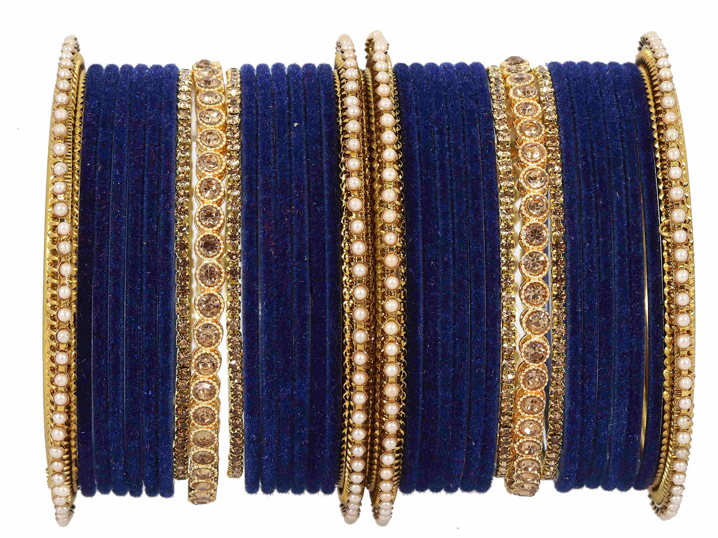 T4 Jewels Metal Velvet Bangles Studded Zircon Diamond Stone & Pearls | Stylish Women's Bangles | Metal bangles | Gold Plated Bangles T4 Jewels